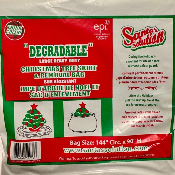 Santa's Solution Christmas Tree Skirt and Large Removal Bag 2-in-1 in Heavy-Duty - Picture 1 of 1